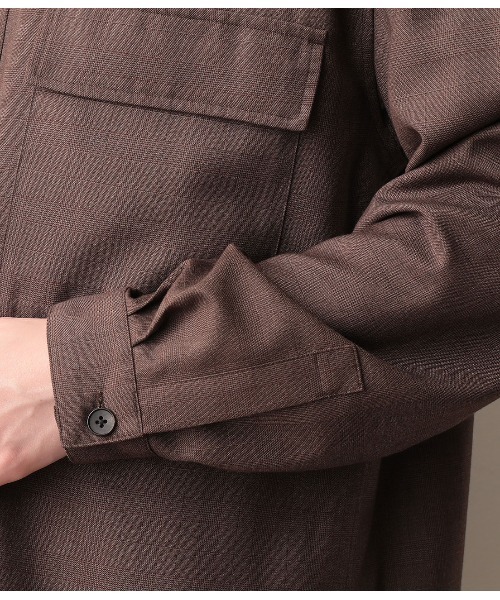 JUNRED（ジュンレッド）の「【セットアップ可能】ワイドプラケットグレンチェックシャツ（シャツ/ブラウス・メンズ・チャコールグレー/ダークブラウン・S/M/L）」の6枚目の写真