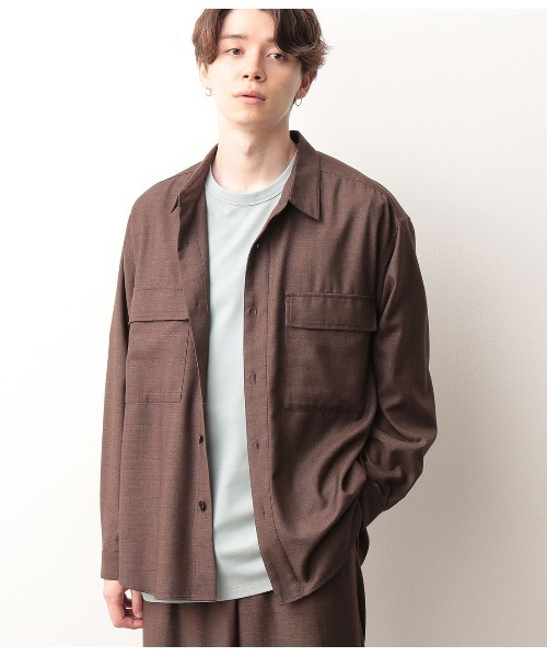 JUNRED（ジュンレッド）の「【セットアップ可能】ワイドプラケットグレンチェックシャツ（シャツ/ブラウス・メンズ・チャコールグレー/ダークブラウン・S/M/L）」の17枚目の写真