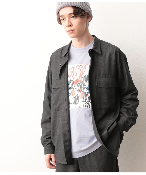 JUNRED（ジュンレッド）の「【セットアップ可能】ワイドプラケットグレンチェックシャツ（シャツ/ブラウス・メンズ・チャコールグレー/ダークブラウン・S/M/L）」の18枚目の写真