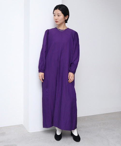 nitca（ニトカ）の「*◇C/CU/LIラチネパフワンピース（ワンピース・レディース・ネイビー/グリーン/アイボリー/サックスブルー/パープル/インディゴブルー・FREE）」の6枚目の写真