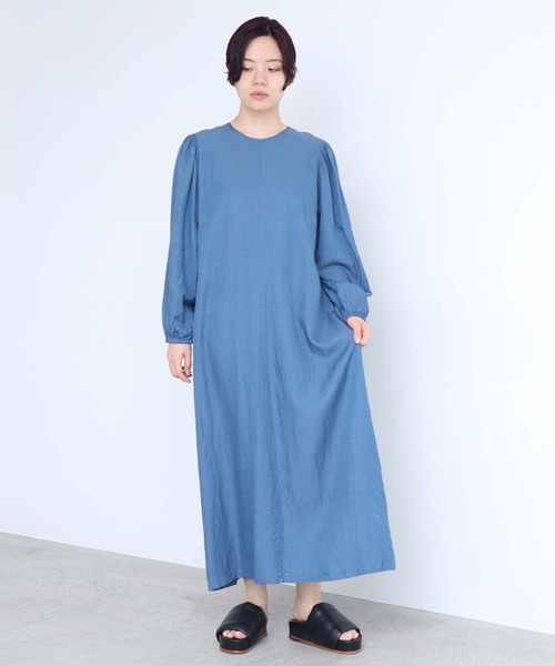 nitca（ニトカ）の「*◇C/CU/LIラチネパフワンピース（ワンピース・レディース・ネイビー/グリーン/アイボリー/サックスブルー/パープル/インディゴブルー・FREE）」の4枚目の写真