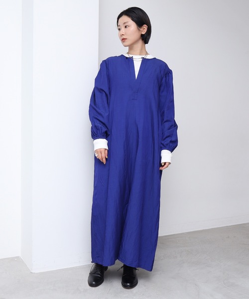 nitca（ニトカ）の「*◇C/CU/LIラチネパフワンピース（ワンピース・レディース・ネイビー/グリーン/アイボリー/サックスブルー/パープル/インディゴブルー・FREE）」の19枚目の写真