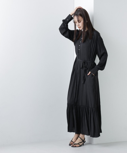 セール】【WEB限定】パールボタンサテンワンピース（ワンピース