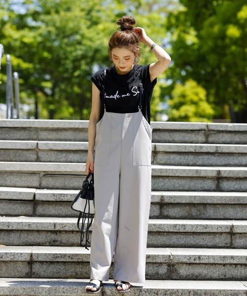 エムズグレイシー　38　リネン　ストライプ　オーバーオール　サロペット エムズグレイシー オーバーオール サロペット オーバーオール ロゴ