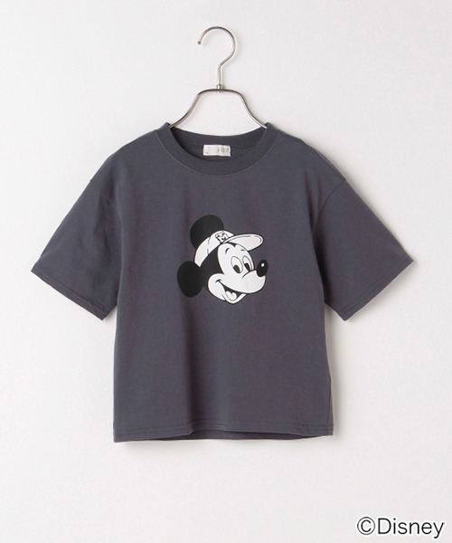 b・ROOM(ビールーム)の「【DISNEY】 キャップミッキーマウスデザイン Tシャツ(Tシャツ/カットソー・キッズ・チャコール/グリーン/パープル/モカ/ブルーグレー・150cm/130cm/160cm/110cm/90cm/120cm/140cm/100cm)」の1枚目の写真