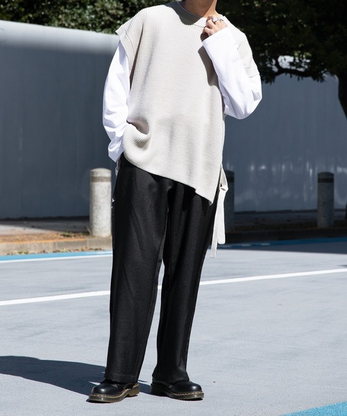 Adoon plain（アドーンプレーン）の「【Adoon plain】サイドムスビニットベスト（ベスト・メンズ・アイボリー/ブラック/オレンジ・MEDIUM/LARGE）」の7枚目の写真