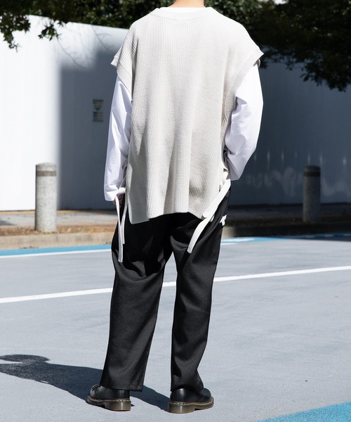 Adoon plain（アドーンプレーン）の「【Adoon plain】サイドムスビニットベスト（ベスト・メンズ・アイボリー/ブラック/オレンジ・MEDIUM/LARGE）」の16枚目の写真