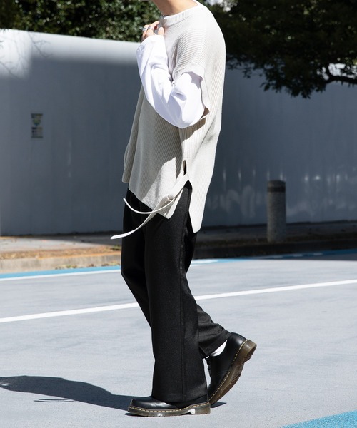 Adoon plain（アドーンプレーン）の「【Adoon plain】サイドムスビニットベスト（ベスト・メンズ・アイボリー/ブラック/オレンジ・MEDIUM/LARGE）」の19枚目の写真