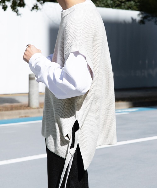 Adoon plain（アドーンプレーン）の「【Adoon plain】サイドムスビニットベスト（ベスト・メンズ・アイボリー/ブラック/オレンジ・MEDIUM/LARGE）」の22枚目の写真