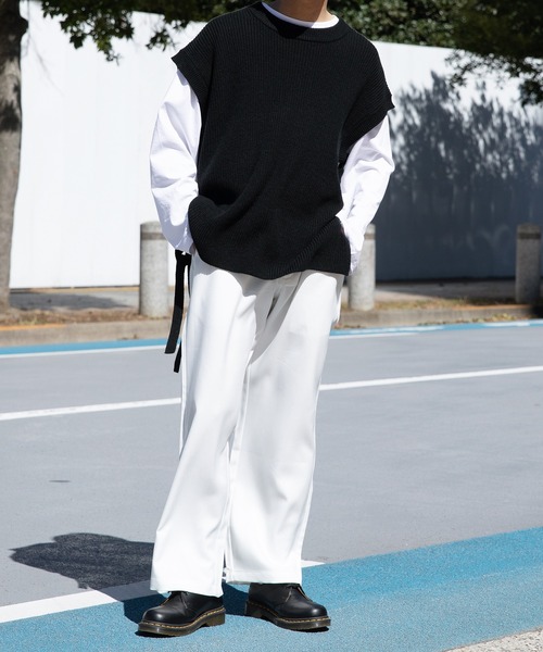 Adoon plain（アドーンプレーン）の「【Adoon plain】サイドムスビニットベスト（ベスト・メンズ・アイボリー/ブラック/オレンジ・MEDIUM/LARGE）」の13枚目の写真