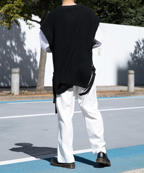 Adoon plain（アドーンプレーン）の「【Adoon plain】サイドムスビニットベスト（ベスト・メンズ・アイボリー/ブラック/オレンジ・MEDIUM/LARGE）」の8枚目の写真