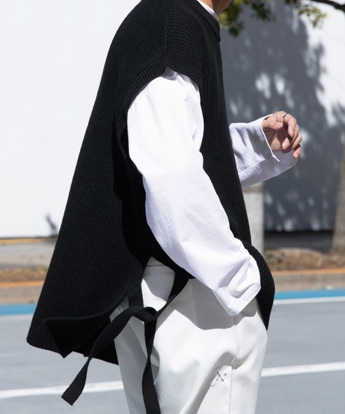 Adoon plain（アドーンプレーン）の「【Adoon plain】サイドムスビニットベスト（ベスト・メンズ・アイボリー/ブラック/オレンジ・MEDIUM/LARGE）」の20枚目の写真