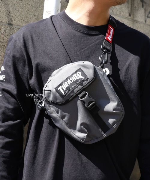 THRASHER(スラッシャー)の「THRASHER/スラッシャー Mini Shoulder Tate ロゴ ウエストポーチ/ショルダーバッグ(ボディバッグ/ウエストポーチ・メンズ・ブラック×ホワイト/ブラック×ブラック/グレー・ONE SIZE)」の10枚目の写真