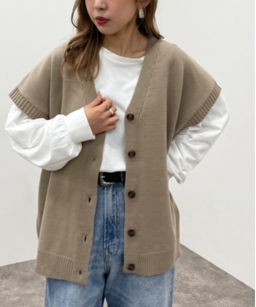 apres jour mignon(アプレジュールミニョン)の「ボタン開きニットベスト【ZOZOTOWN限定アイテム】(ベスト・レディース・モカ/ブラック/アイボリー・フリー/X-LARGE)」の3枚目の写真