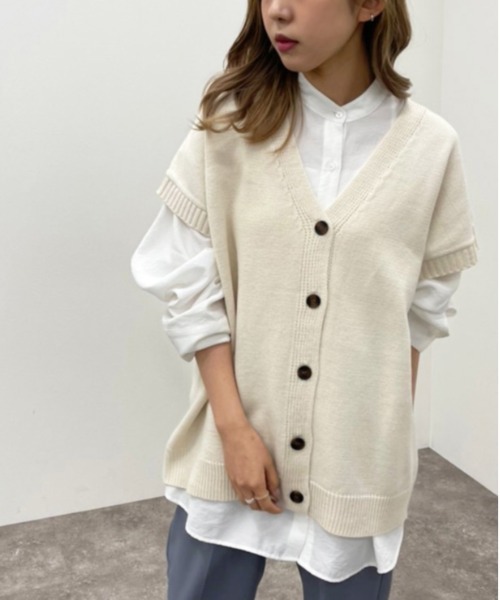 apres jour mignon(アプレジュールミニョン)の「ボタン開きニットベスト【ZOZOTOWN限定アイテム】(ベスト・レディース・モカ/ブラック/アイボリー・フリー/X-LARGE)」の10枚目の写真