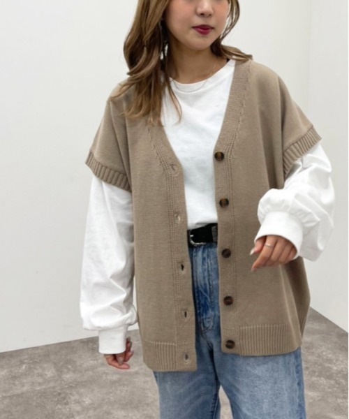 apres jour mignon(アプレジュールミニョン)の「ボタン開きニットベスト【ZOZOTOWN限定アイテム】(ベスト・レディース・モカ/ブラック/アイボリー・フリー/X-LARGE)」の11枚目の写真