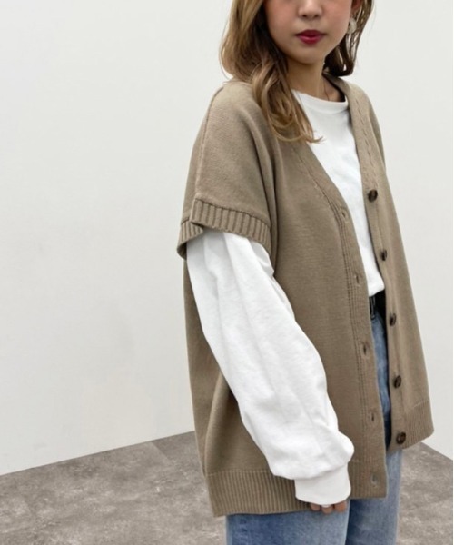 apres jour mignon(アプレジュールミニョン)の「ボタン開きニットベスト【ZOZOTOWN限定アイテム】(ベスト・レディース・モカ/ブラック/アイボリー・フリー/X-LARGE)」の12枚目の写真