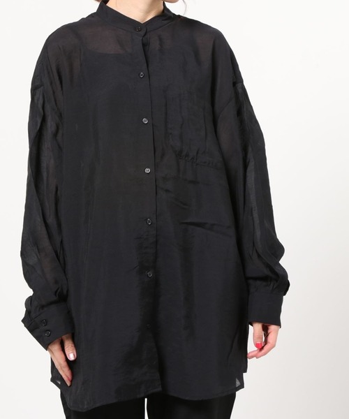 Per sist ence（パーシエンス）の「Per sist ence/パーシエンス　ローンバンドカラーシャツ（シャツ/ブラウス・レディース・グレイッシュベージュ/ブラック/カーキ/アイボリー・FREE）」の2枚目の写真