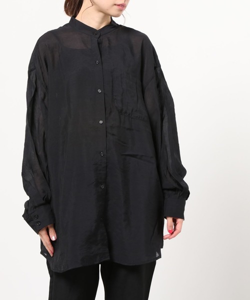 Per sist ence（パーシエンス）の「Per sist ence/パーシエンス　ローンバンドカラーシャツ（シャツ/ブラウス・レディース・グレイッシュベージュ/ブラック/カーキ/アイボリー・FREE）」の19枚目の写真