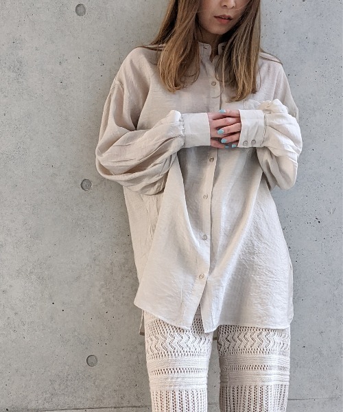 Per sist ence（パーシエンス）の「Per sist ence/パーシエンス　ローンバンドカラーシャツ（シャツ/ブラウス・レディース・グレイッシュベージュ/ブラック/カーキ/アイボリー・FREE）」の21枚目の写真