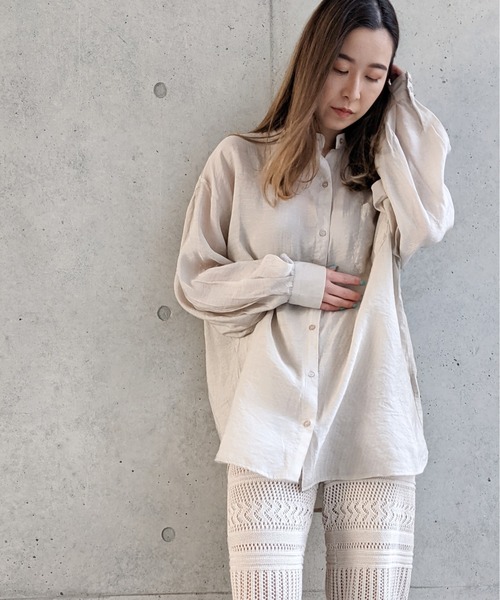 Per sist ence（パーシエンス）の「Per sist ence/パーシエンス　ローンバンドカラーシャツ（シャツ/ブラウス・レディース・グレイッシュベージュ/ブラック/カーキ/アイボリー・FREE）」の22枚目の写真