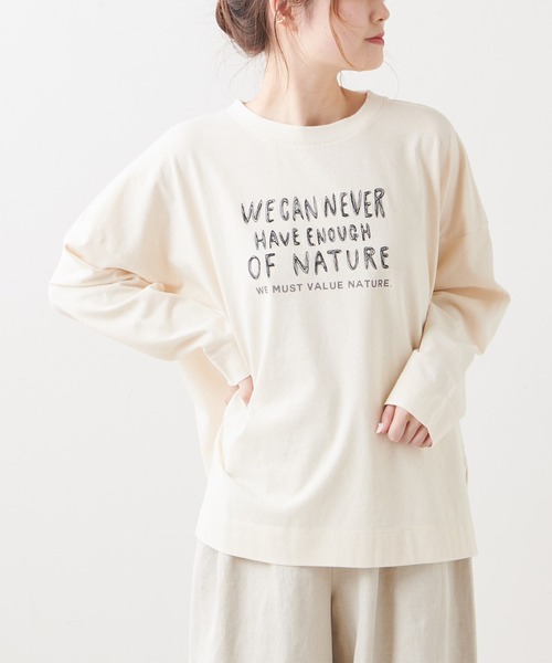 PUAL CE CIN（ピュアルセシン）の「ロゴプリント刺繍ブルオーバー（Tシャツ/カットソー・レディース・ナチュラル/サックスブルー/グレー/ホワイト・FREE）」の3枚目の写真