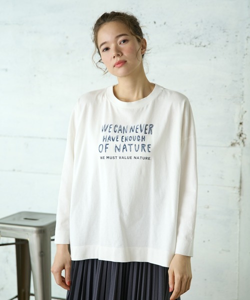 PUAL CE CIN（ピュアルセシン）の「ロゴプリント刺繍ブルオーバー（Tシャツ/カットソー・レディース・ナチュラル/サックスブルー/グレー/ホワイト・FREE）」の15枚目の写真