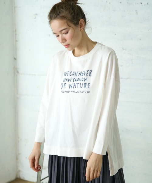 PUAL CE CIN（ピュアルセシン）の「ロゴプリント刺繍ブルオーバー（Tシャツ/カットソー・レディース・ナチュラル/サックスブルー/グレー/ホワイト・FREE）」の14枚目の写真