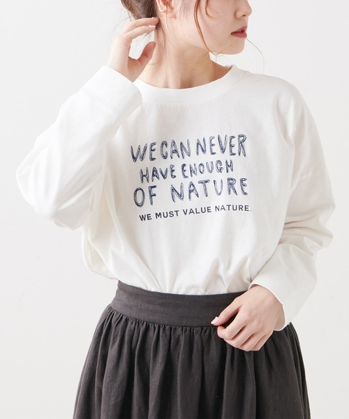 PUAL CE CIN（ピュアルセシン）の「ロゴプリント刺繍ブルオーバー（Tシャツ/カットソー・レディース・ナチュラル/サックスブルー/グレー/ホワイト・FREE）」の21枚目の写真