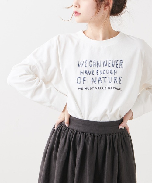 PUAL CE CIN（ピュアルセシン）の「ロゴプリント刺繍ブルオーバー（Tシャツ/カットソー・レディース・ナチュラル/サックスブルー/グレー/ホワイト・FREE）」の22枚目の写真