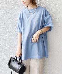 SHIPS | 【WEB限定】〈UVカット〉USAコットンサイズチョイススリットTEE◆(Tシャツ/カットソー)