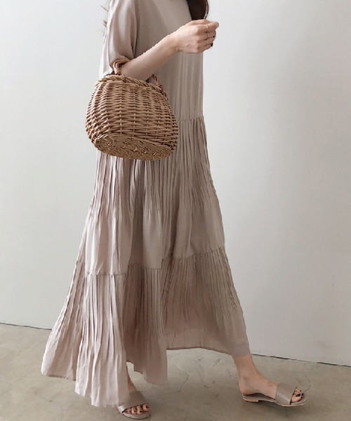 ルーズシルエットマキシ丈 消しプリーツティアードロングワンピース Zozotown限定 ワンピース Mejane ミージェーン のファッション通販 Zozotown