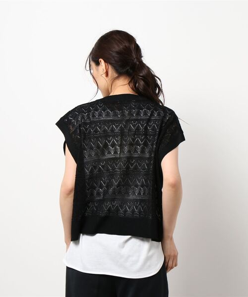 Lugnoncure（ルノンキュール）の「透かし編みニットセット（Tシャツ/カットソー・レディース・オフホワイト/ブラック/ベージュ・ﾌﾘ-）」の6枚目の写真