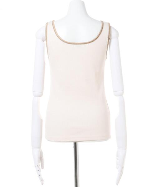 Allamanda（アラマンダ）の「配色スクエアネック／タンクトップ（タンクトップ・レディース・ブラック系その他2/ホワイト系2/ブラウン系4/アイボリー系4/ブルー系1・M）」の8枚目の写真