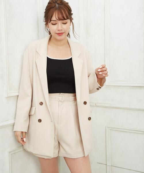 Allamanda（アラマンダ）の「配色スクエアネック／タンクトップ（タンクトップ・レディース・ブラック系その他2/ホワイト系2/ブラウン系4/アイボリー系4/ブルー系1・M）」の11枚目の写真