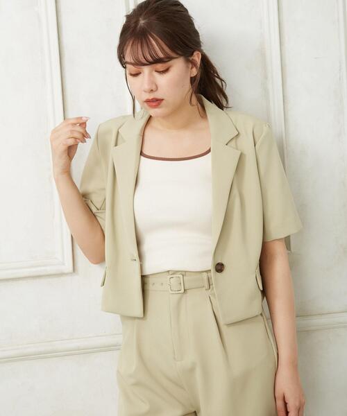 Allamanda（アラマンダ）の「配色スクエアネック／タンクトップ（タンクトップ・レディース・ブラック系その他2/ホワイト系2/ブラウン系4/アイボリー系4/ブルー系1・M）」の12枚目の写真