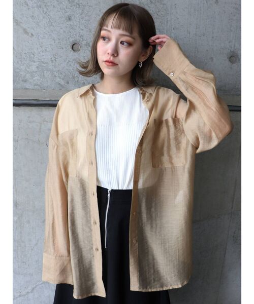 MURUA（ムルーア）の「オーバーシアーシャツ（シャツ/ブラウス・レディース・ブラック/ベージュ/カーキ/キャメル・FREE）」の5枚目の写真