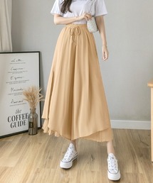 レイヤード プリーツワイドパンツ