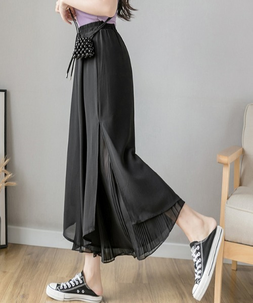 emi+（エミプラス）の「レイヤード プリーツワイドパンツ（その他パンツ・レディース・ブラック/ホワイト/ブルーグレー/ブルー/ピンク/グレー/キャメル/ネイビー・S/M/L）」の15枚目の写真