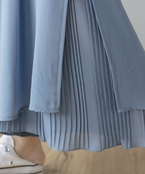 emi+（エミプラス）の「レイヤード プリーツワイドパンツ（その他パンツ・レディース・ブラック/ホワイト/ブルーグレー/ブルー/ピンク/グレー/キャメル/ネイビー・S/M/L）」の18枚目の写真