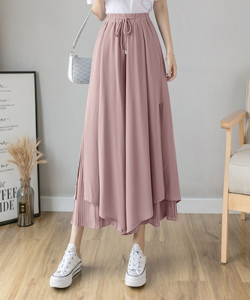 emi+（エミプラス）の「レイヤード プリーツワイドパンツ（その他パンツ・レディース・ブラック/ホワイト/ブルーグレー/ブルー/ピンク/グレー/キャメル/ネイビー・S/M/L）」の13枚目の写真