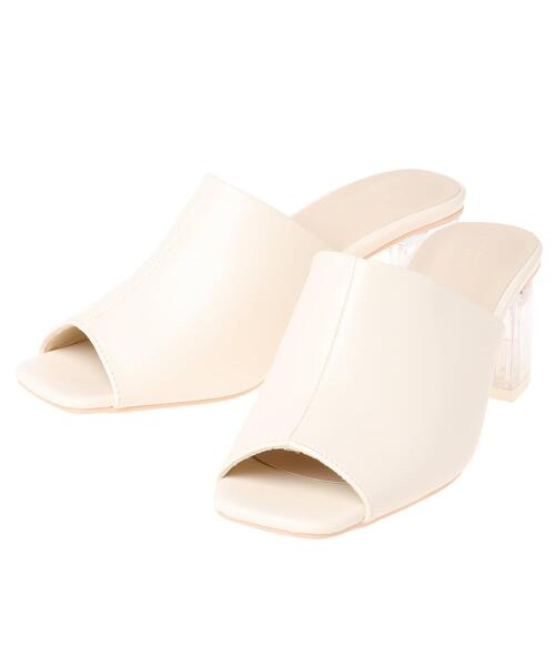 INGNI(イング)の「スクエアトゥクリアヒールサンダル(サンダル・レディース・アイボリー/ブラック/ベージュ・L/M)」の4枚目の写真