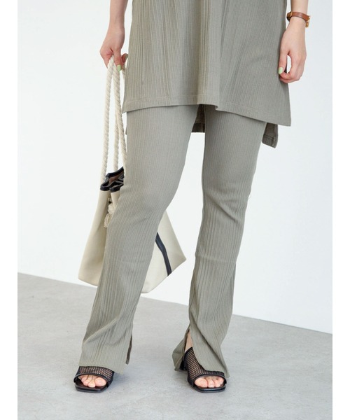 Green Parks(グリーンパークス)の「ランダムリブカットパンツ*(その他パンツ・レディース・ブラック/ブラウン/カーキ/ライトベージュ・FREE)」の4枚目の写真