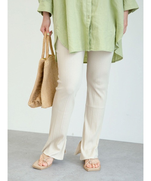 Green Parks(グリーンパークス)の「ランダムリブカットパンツ*(その他パンツ・レディース・ブラック/ブラウン/カーキ/ライトベージュ・FREE)」の9枚目の写真