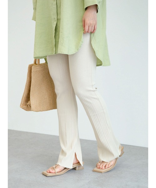 Green Parks(グリーンパークス)の「ランダムリブカットパンツ*(その他パンツ・レディース・ブラック/ブラウン/カーキ/ライトベージュ・FREE)」の10枚目の写真