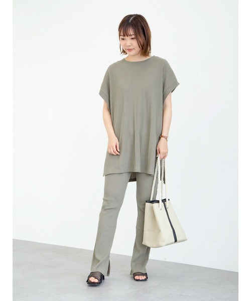 Green Parks(グリーンパークス)の「ランダムリブカットパンツ*(その他パンツ・レディース・ブラック/ブラウン/カーキ/ライトベージュ・FREE)」の11枚目の写真