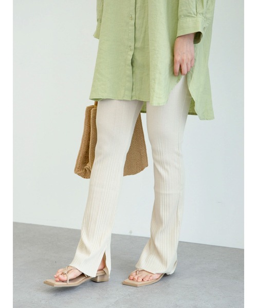 Green Parks(グリーンパークス)の「ランダムリブカットパンツ*(その他パンツ・レディース・ブラック/ブラウン/カーキ/ライトベージュ・FREE)」の13枚目の写真