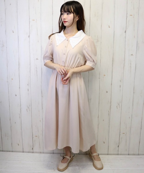 Hamble by Par Avion（ハンブルバイパラビオン）の「衿レースワンピース（ワンピース・レディース・アイボリー/ブラック系その他・ONESIZE）」の2枚目の写真