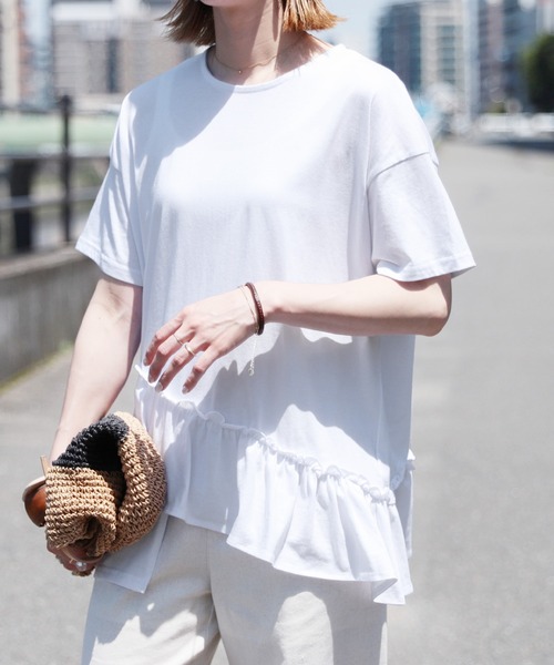 reca（レカ）の「フリルデザインTシャツ（Tシャツ/カットソー・レディース・ブラック/ホワイト/モカ・FREE）」の11枚目の写真