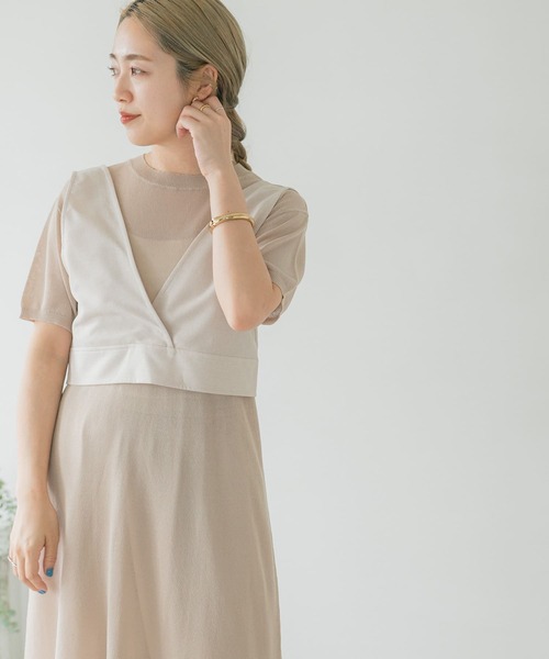 ITEMS URBANRESEARCH（アイテムズ アーバンリサーチ）の「ビスチェセットシアーニットワンピース（ワンピース・レディース・グレー/ブラウン/ベージュ・FREE）」の13枚目の写真